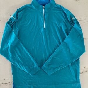 Footjoy Pullover Mens Large Blue Teal Quarter Zip Nylon Sweatshirt 1/4 Golf